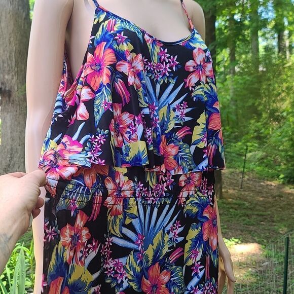 Tropical Floral Black Summer Dress - Picture 4 of 6